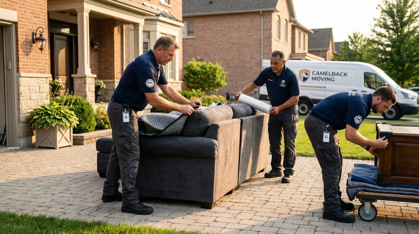 Large estate moving crew wrapping furniture in Wortham, TX